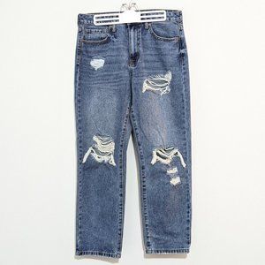 Forever 21 High Rise Distressed Denim Blue Jeans Size 29